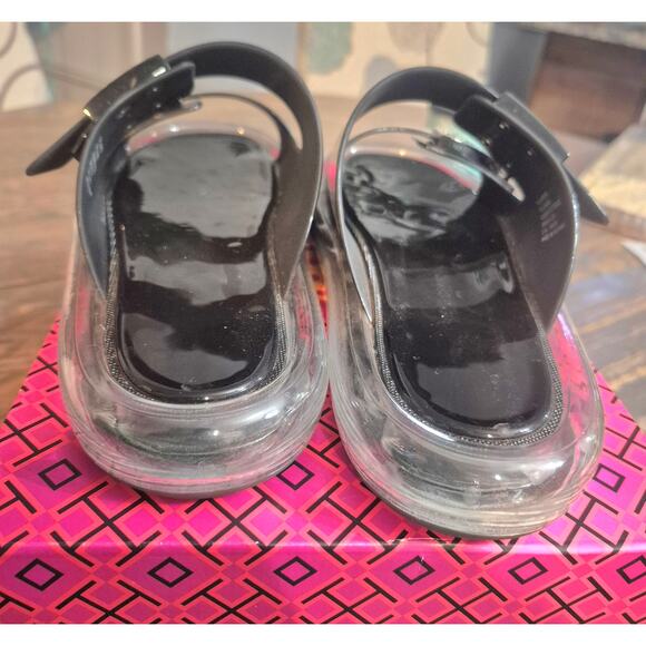TORY BURCH $228 BLACK BUCKLE JELLY SLIDE SANDAL Shoes Sz 9 Summer Beach pool - Picture 16 of 16